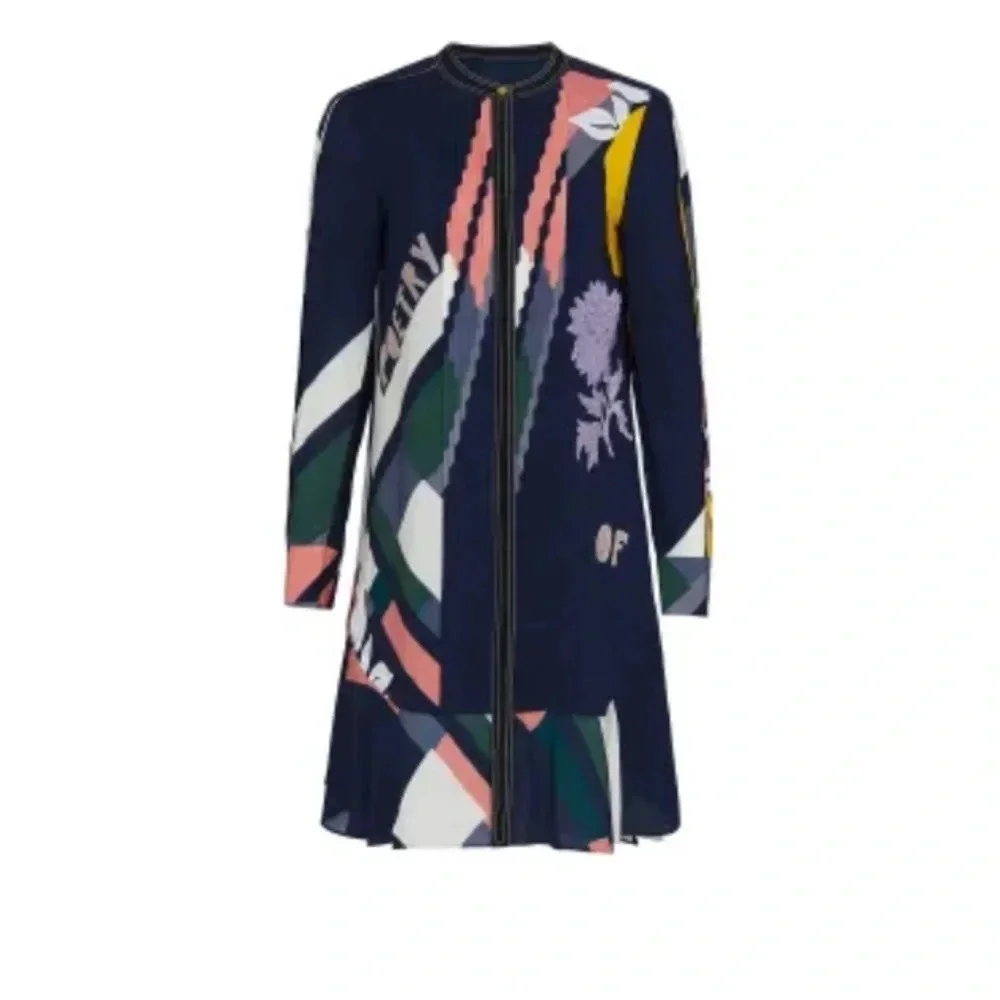 Tory Burch Cora floral printed embroidered silk appliqué dress 17380